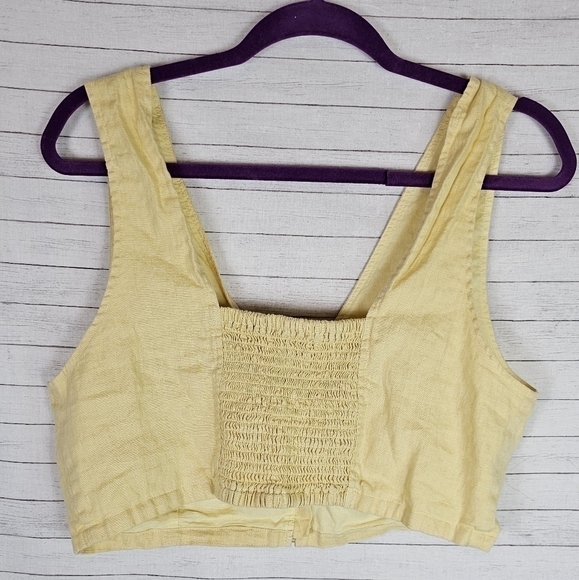 MADEWELL Gwen Supercrop Linen Tank in Light Straw (Yellow), sz 14 - Picture 6 of 9